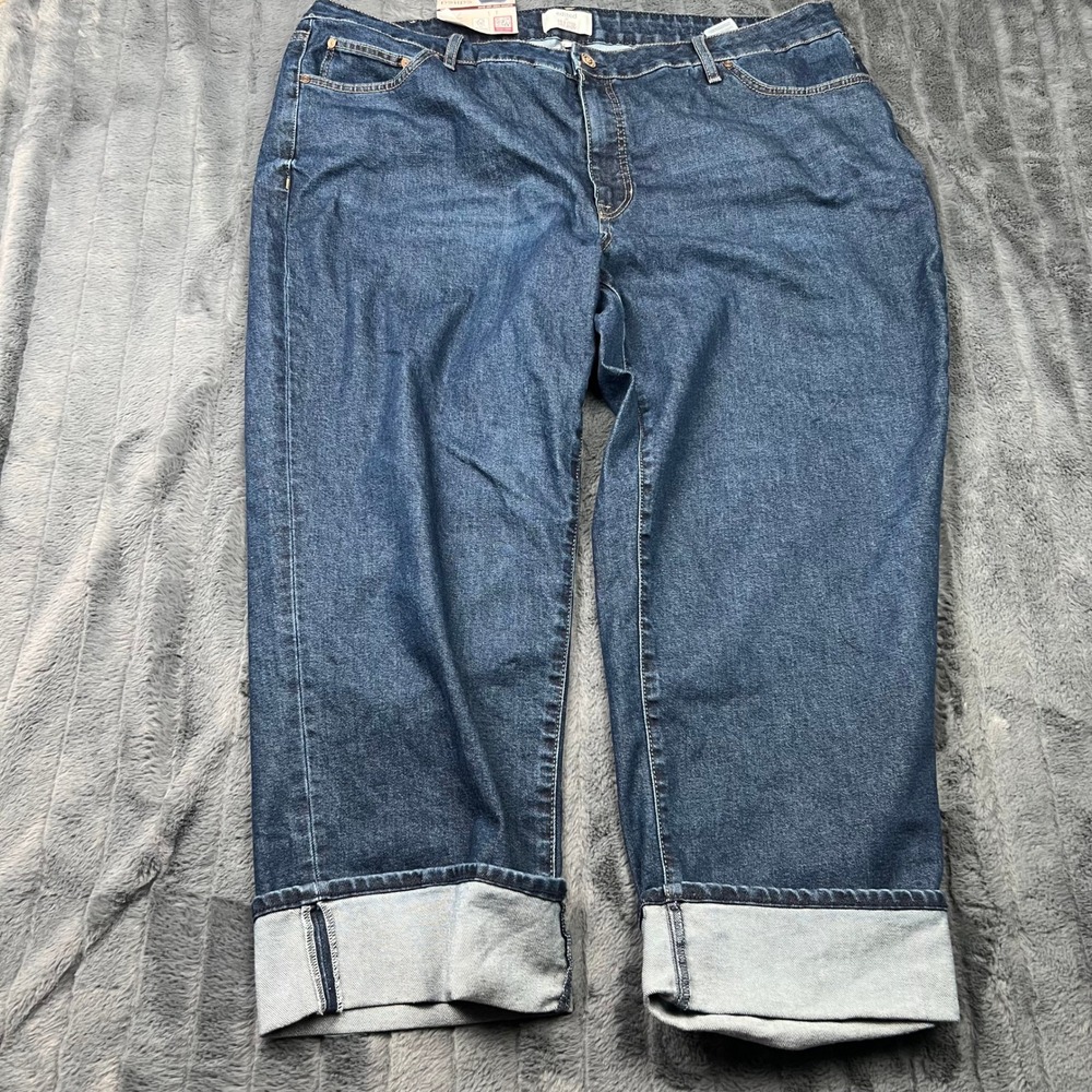 Edited x Hunter McGrady Womens 22W Dark Wash Cuffed Wide Leg Jeans ERW1011